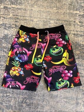 Pink Dolphin Black Neon Fruit Print Athletic Shorts